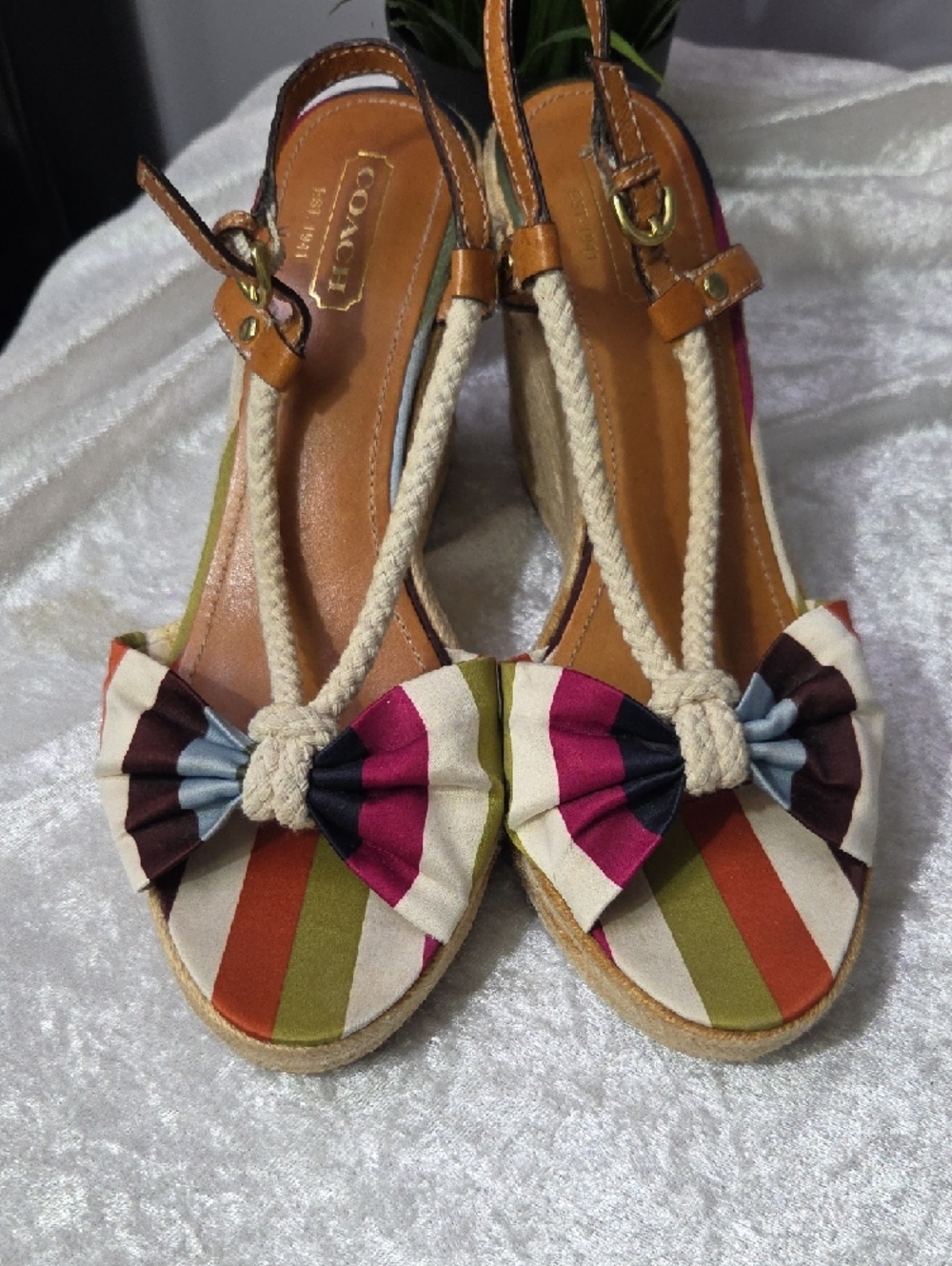 Vintage Coach Y2K Legacy Catolina Satin Stripe Espadrilles - Picture 2 of 11